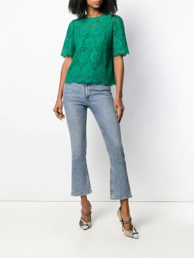 Shop Dolce & Gabbana Lace Top In V0403 Green