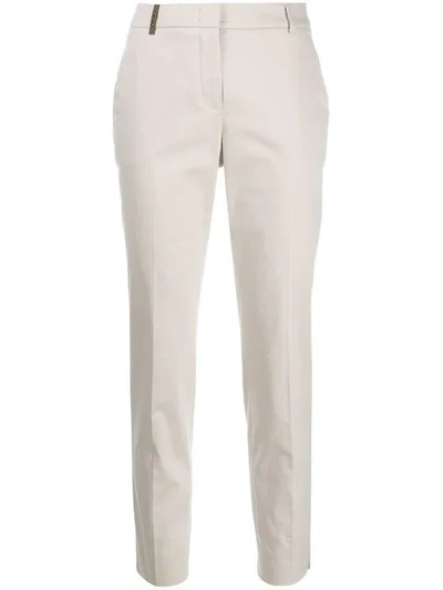 PESERICO CROPPED SLIM-FIT TROUSERS - 大地色