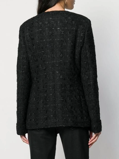Shop Gucci Tweed Jacket With Horsebit Belt - Black