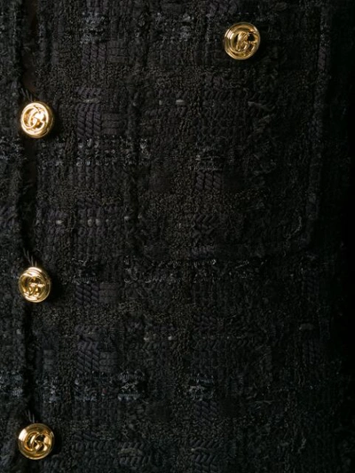 Shop Gucci Tweed Jacket With Horsebit Belt - Black