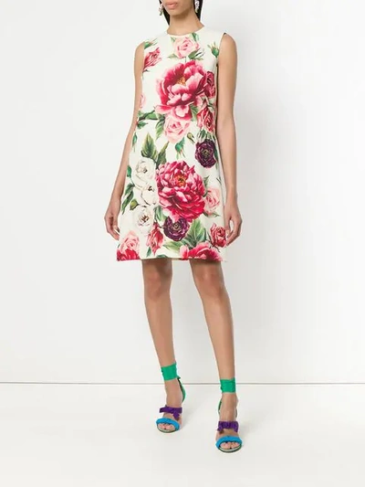 Shop Dolce & Gabbana Floral Shift Dress - White