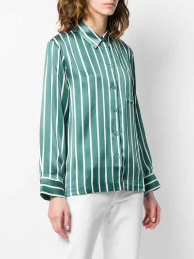 Shop Asceno Striped Pj Shirt In Green