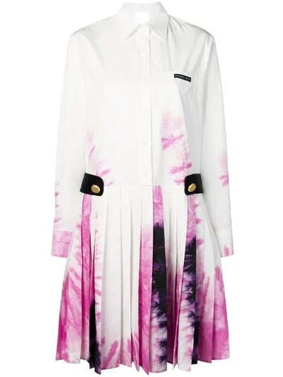 Shop Prada Pleated Tie-dye Dress In White