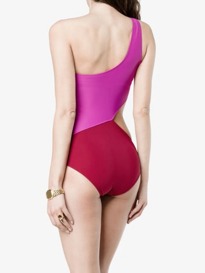 Shop Araks Pink And Red Elmar One Shoulder Swimsuit