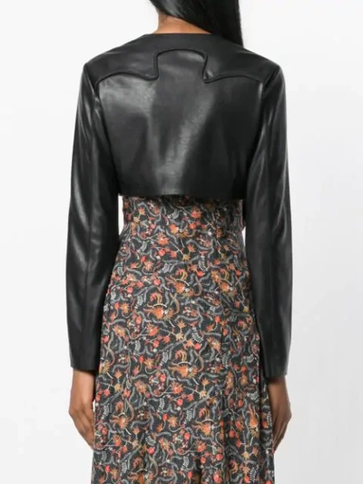Shop Pinko Cropped Faux Leather Jacket In Black