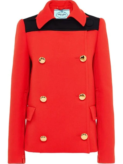 Shop Prada Natté Gabardine Jacket In Red