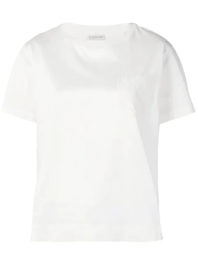 Shop Moncler Embroidered Pocket T-shirt In White