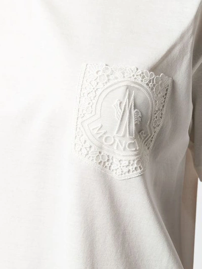 Shop Moncler Embroidered Pocket T-shirt In White