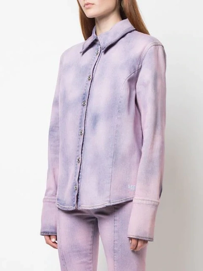 Shop Msgm Tie-dye Denim Shirt In Purple