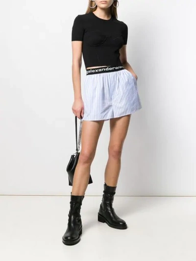 ALEXANDER WANG STRIPED PRINT SHORTS - 白色