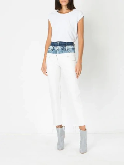 Shop Natasha Zinko Cropped Sleeve T-shirt - White