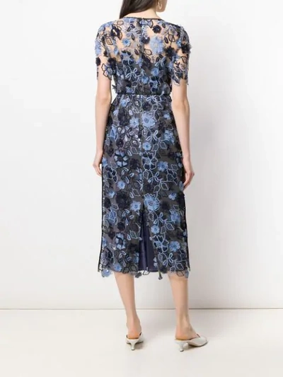 Shop Antonio Marras Floral Embroidered Midi Dress In Blue