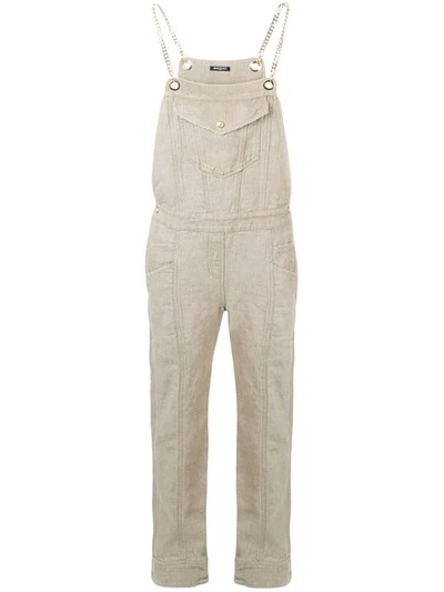 Shop Balmain Chain Straps Jumpsuit In Neutrals