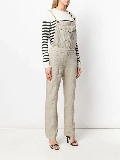 Shop Balmain Chain Straps Jumpsuit In Neutrals