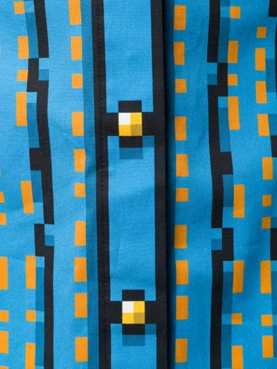 Shop Moschino Pixel-print Shirt Dress In Blue