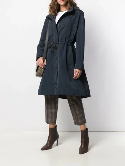 Shop Brunello Cucinelli Embellished Pocket Raincoat In Blue