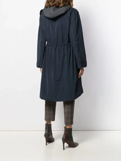 Shop Brunello Cucinelli Embellished Pocket Raincoat In Blue