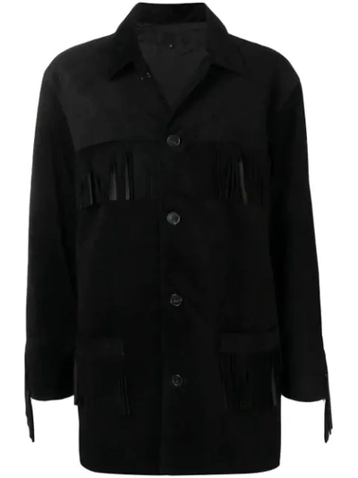 Shop Nili Lotan Fringed Detail Jacket In Black
