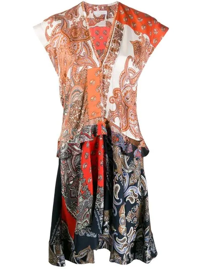 Shop Chloé Paisley Print Panelled Dress In Neutrals
