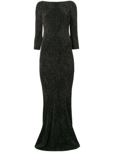 Shop Talbot Runhof Lamé Fitted Gown In Black