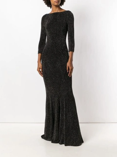 Shop Talbot Runhof Lamé Fitted Gown In Black
