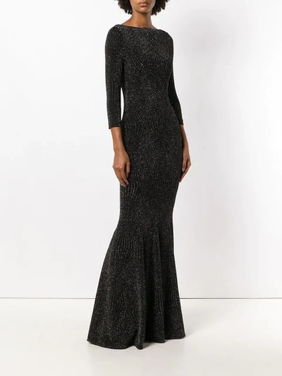 Shop Talbot Runhof Lamé Fitted Gown In Black