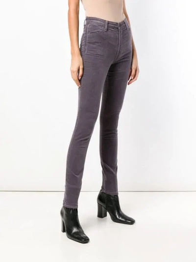 Shop J Brand Velvet Skinny Trousers In Grey