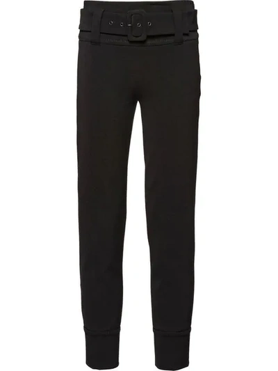 Shop Prada Technical Gabardine Trousers In Black