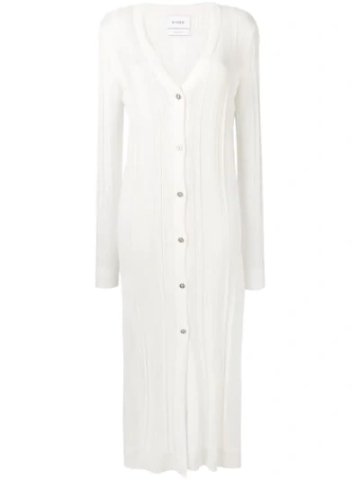 Shop Barrie Long Ribbed Cardigan In White