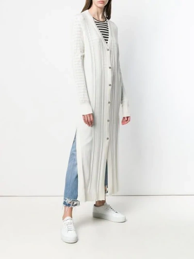 Shop Barrie Long Ribbed Cardigan In White
