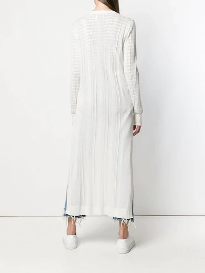Shop Barrie Long Ribbed Cardigan In White