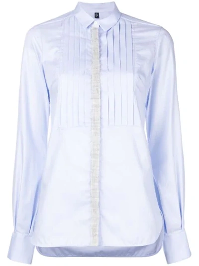 Shop Eleventy Fitted Long-sleeved Shirt In Blue