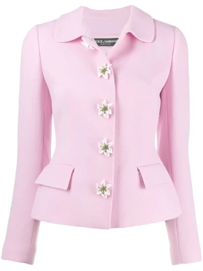 Shop Dolce & Gabbana Flower Embellished Jacket In Pink