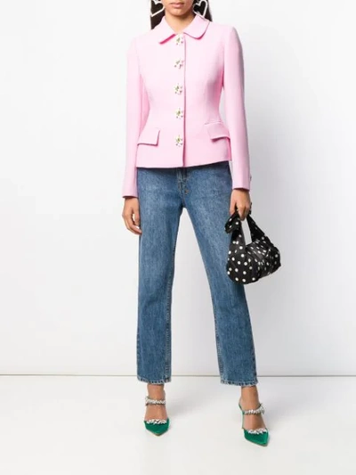 Shop Dolce & Gabbana Flower Embellished Jacket In Pink