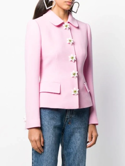 Shop Dolce & Gabbana Flower Embellished Jacket In Pink