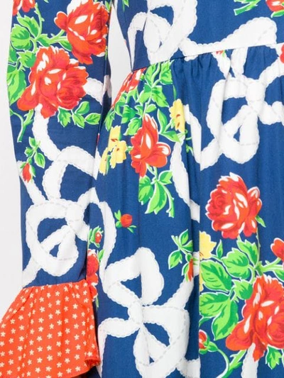 Shop Batsheva Floral Print Dress In Blue