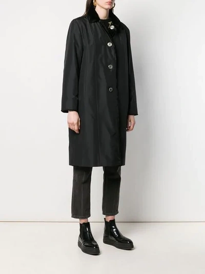 Shop Liska Mink Fur Collar Coat In Black/black