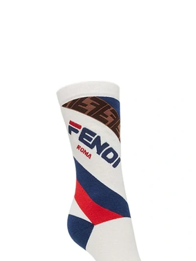 Shop Fendi Mania Logo Socks In White