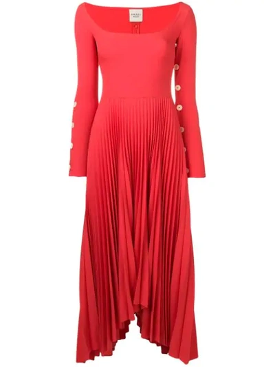 Shop A.w.a.k.e. Mode Asymmetrisches Kleid Mit Falten - Rot In Red
