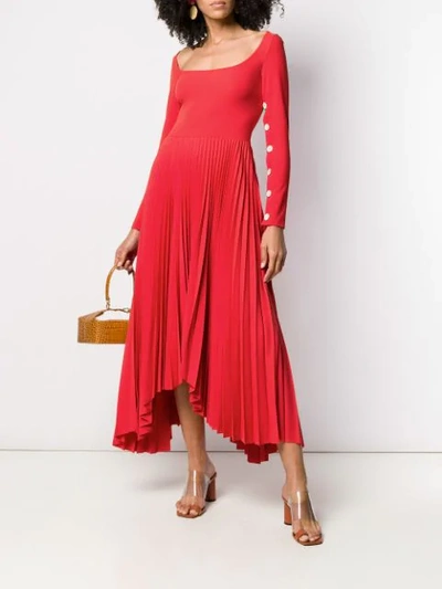Shop A.w.a.k.e. Mode Asymmetrisches Kleid Mit Falten - Rot In Red
