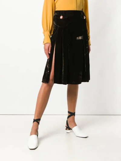 Pre-owned Dolce & Gabbana Velvety Flared Skirt In Green