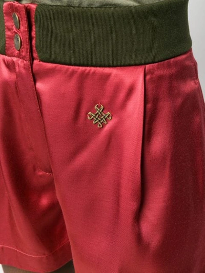 Shop Mr & Mrs Italy Logo Plaque Shorts In Red