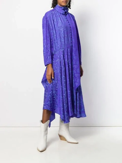 Shop Chloé Scarf Neck Printed Dress In Blue