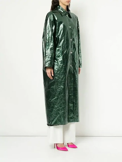 Shop Walk Of Shame Glossy Long Raincoat  In Green