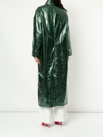 Shop Walk Of Shame Glossy Long Raincoat  In Green