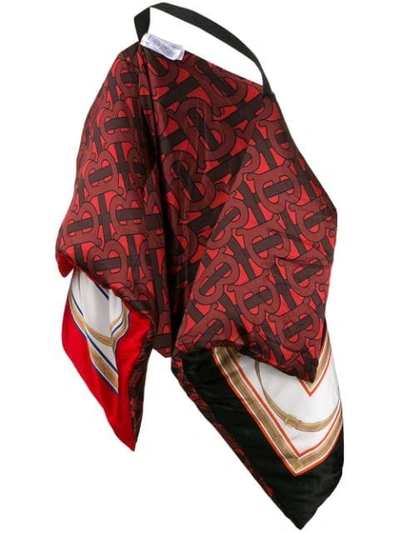 Shop Burberry Archive Print Oversized Cape In Red
