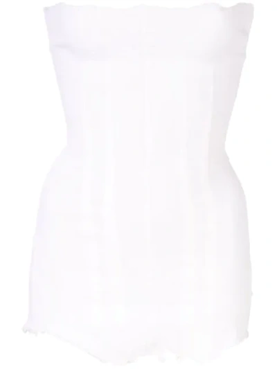 Shop Marc Le Bihan Frayed Strapless Top - White