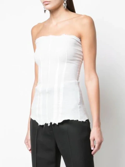 Shop Marc Le Bihan Frayed Strapless Top - White