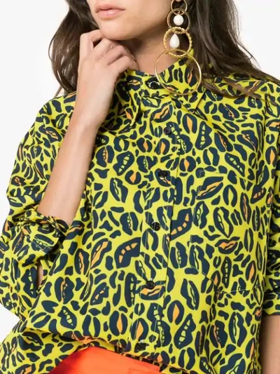 Shop Charm's Oversized Leopard Print Cotton In Yellow Blue