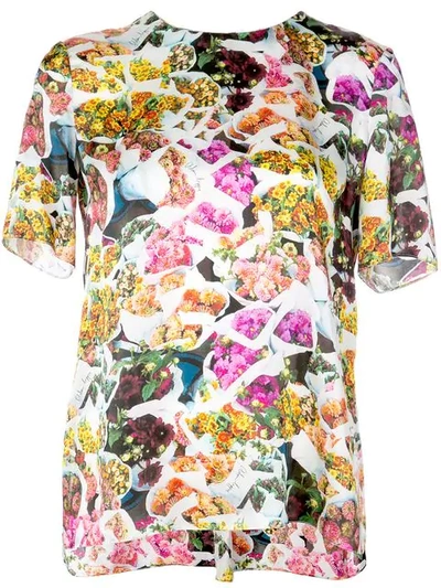 Shop Adam Lippes Floral Patterned Chiffon T-shirt - Multicolour